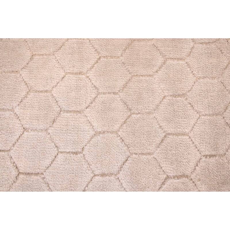 ECARPETGALLERY Hand Loomed Elysian Light Khaki Viscose Rug - 7'11 x 9'10