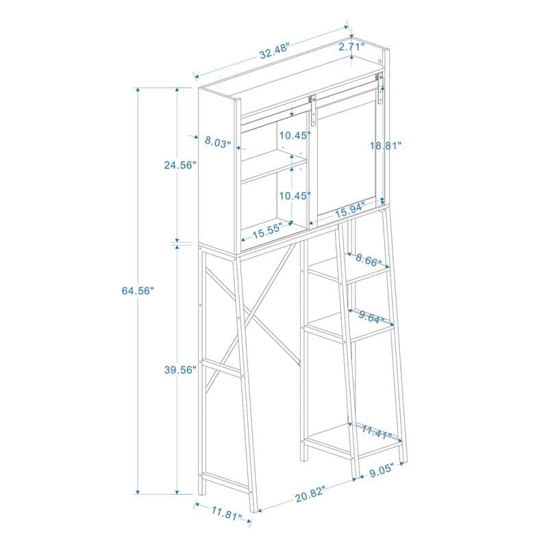Over The Toilet Storage Cabinet, Bathroom Shelves Over Toilet with Sliding Barn Door