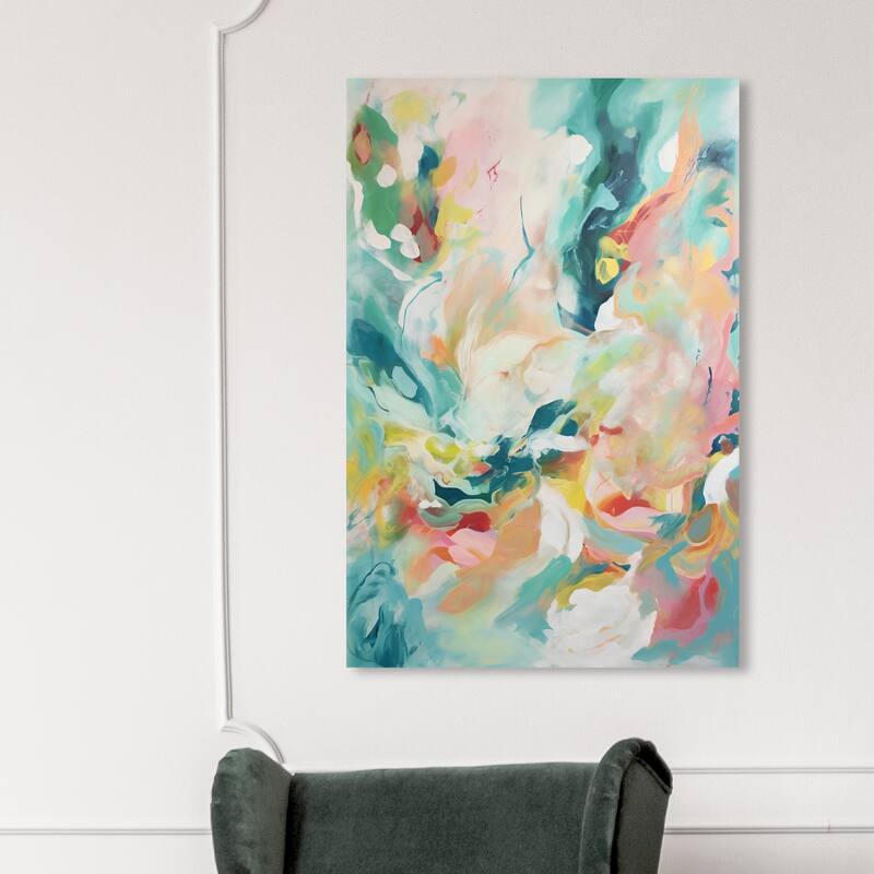 Wynwood Studio Abstract Floral Prelude Green and Pastel Green Modern & Contemporary Wall Art Canvas Print - 45 x 30