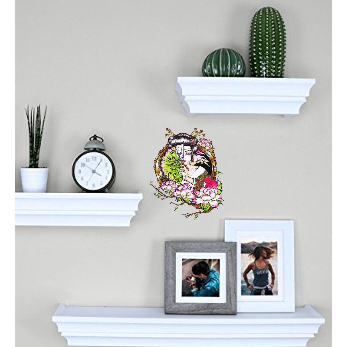 Flowered Geisha Wall Decal, Flowered Geisha sticker-image