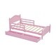 preview thumbnail 5 of 9, Pink Kids Platform Bed Wood Bed Frame 2 Drawers Twin Size