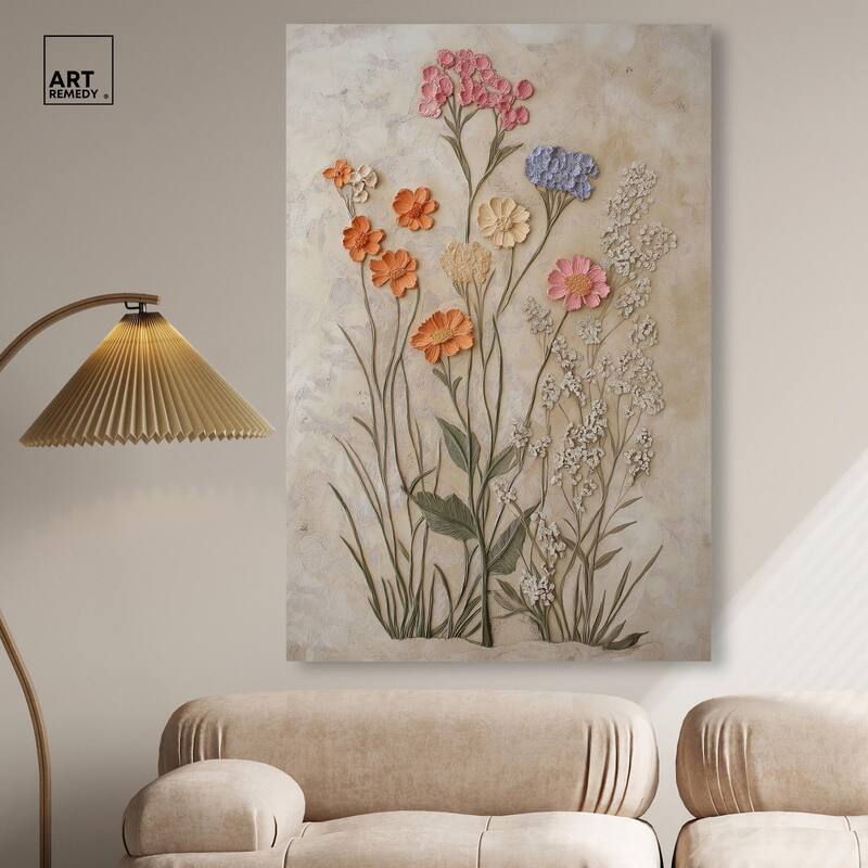 Sculpted Flora Frieze IV Canvas by Art Remedy, Gallery Wrapped