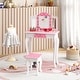 preview thumbnail 2 of 7, Kids Princess Makeup Dressing Table with Polka Dot Design for Pretend Play - 24" L x 11" W x 38.5" H
