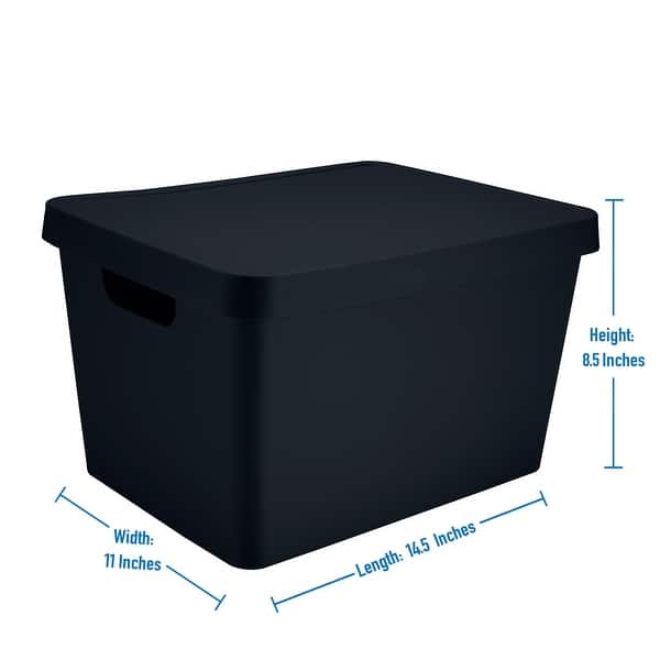 Simplify Large Vinto Storage Box with Lid in Charcoal On Sale Bed