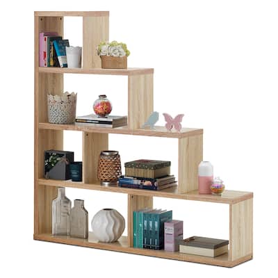 4-Shelf Ladder Corner Bookshelf Modern Storage Bookcase