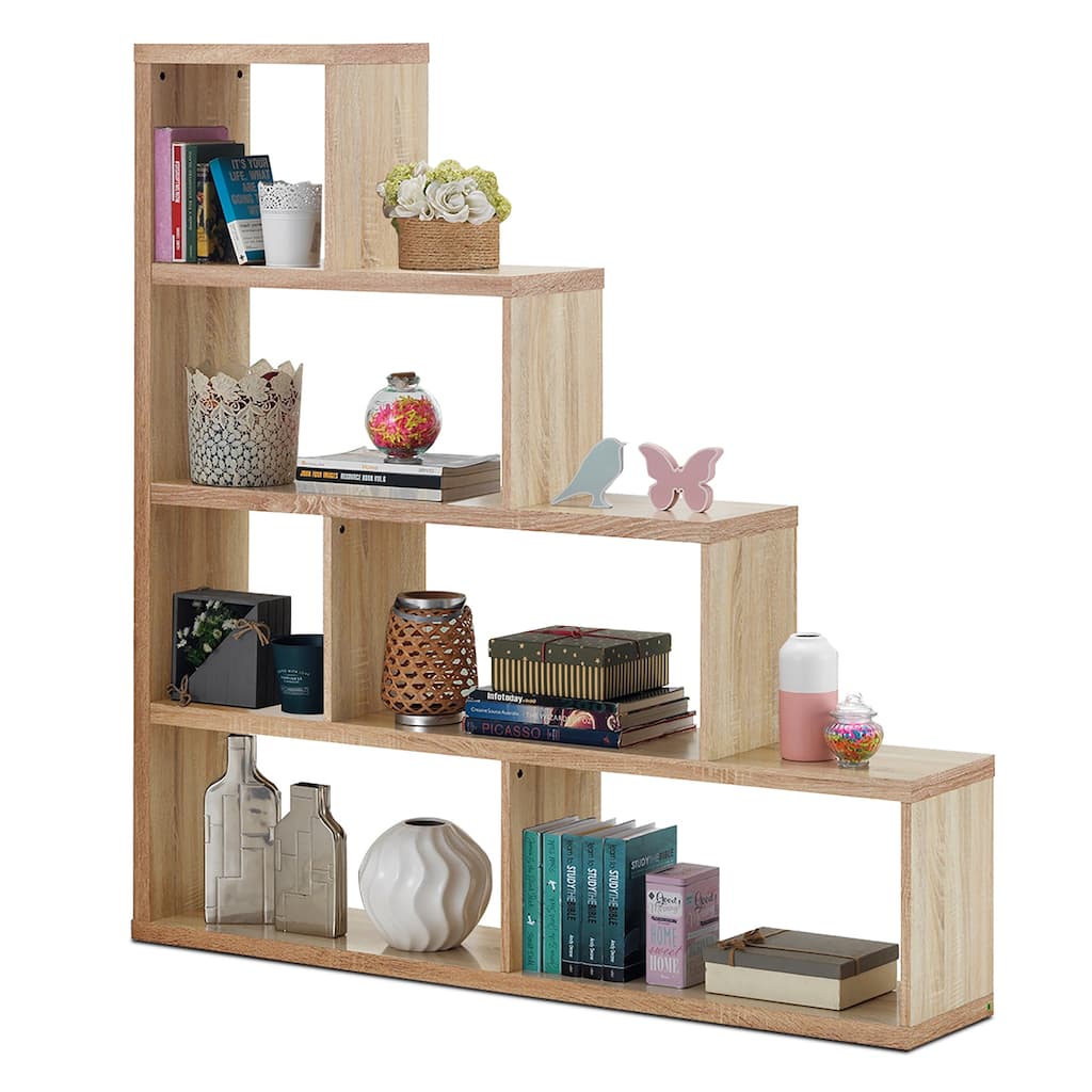 4-Shelf Ladder Corner Bookshelf Modern Storage Bookcase