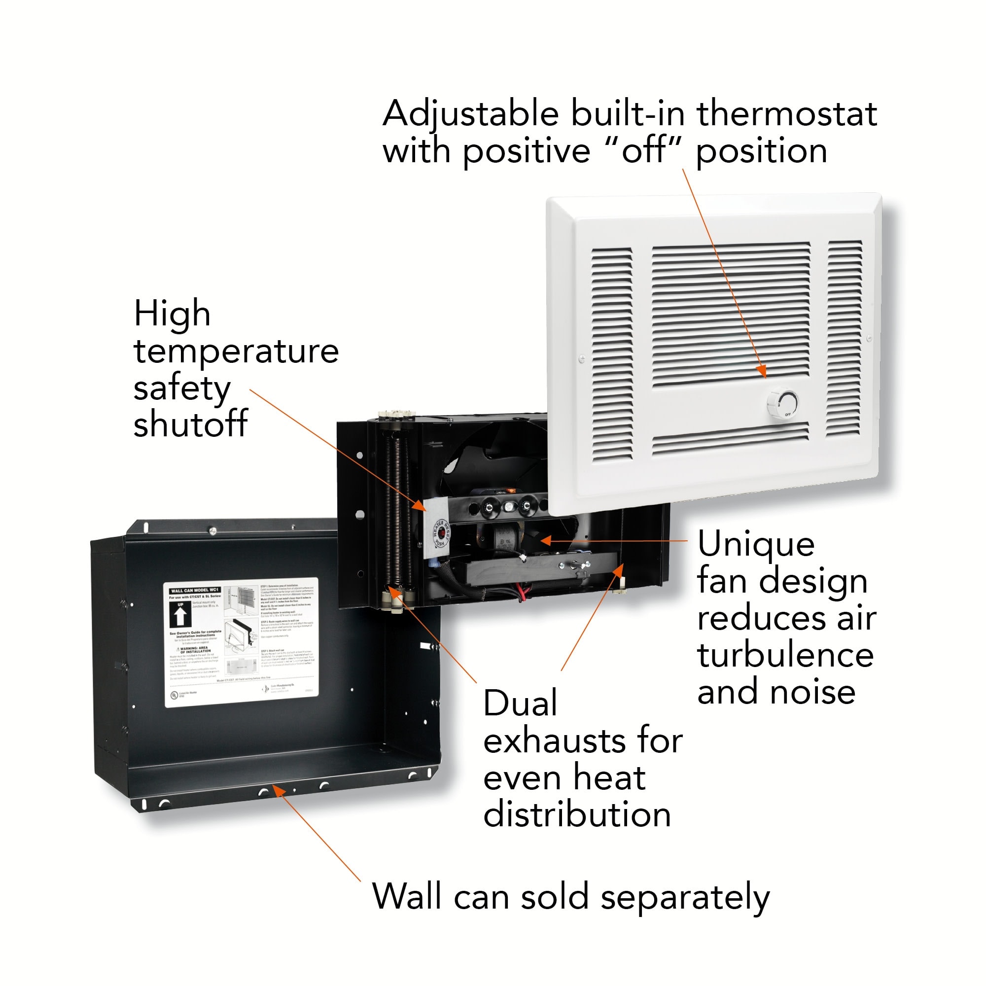 Shop Cadet Sl192t 6485 Btu 208 240 Volt 1900 Watt Heater Assembly With Grill And Thermostat From The Sl Series Overstock 20656360