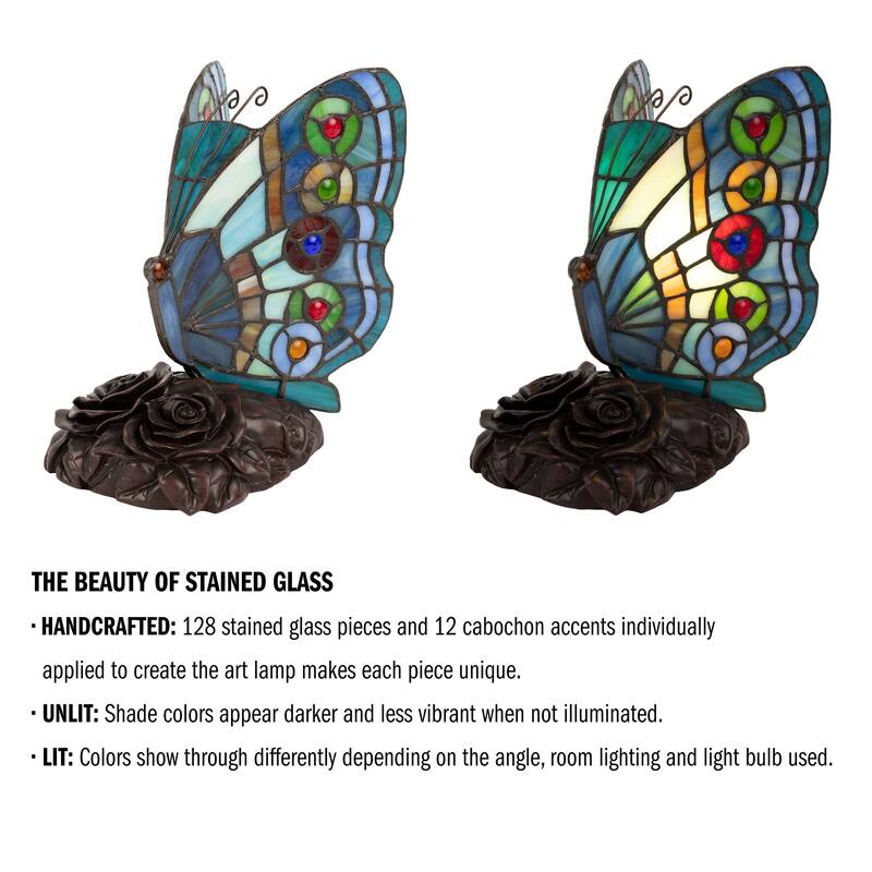 Lavish Home Tiffany Glass Butterfly Nightlight/Accent Lamp