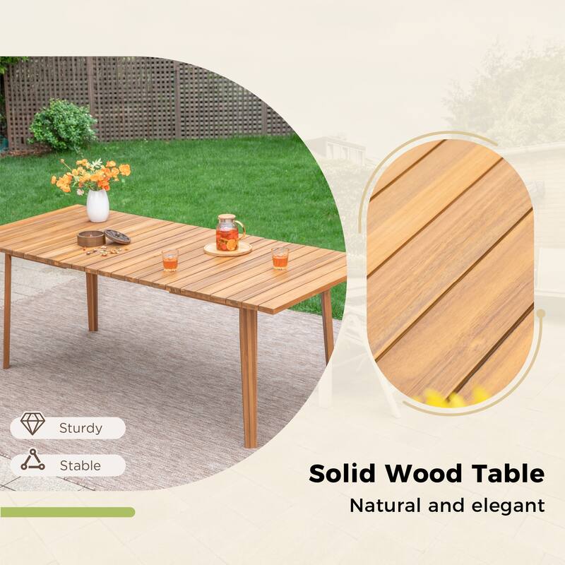 MAISON ARTS 5/7/9-Piece Acacia Wood Outdoor Dining Set, Teak Wooden Table & Dining Chairs with Wicker Seat and Back