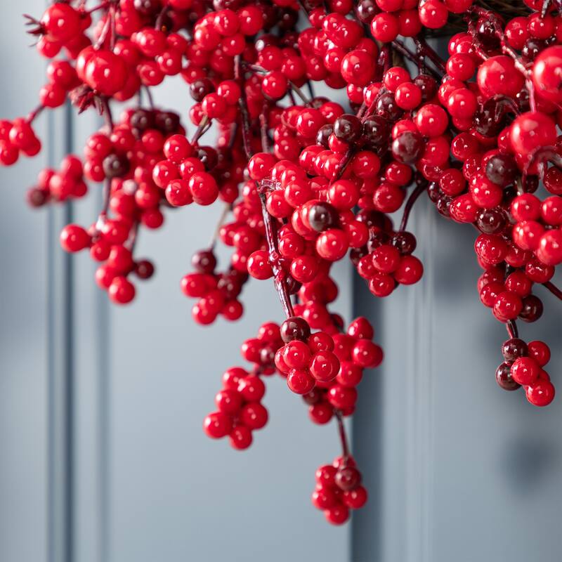﻿ Glitzhome Artificial Christmas Tree Potted Xmas Plant with Red Berries, Pinecones, PE Dripping Pine for Home Holiday Decor