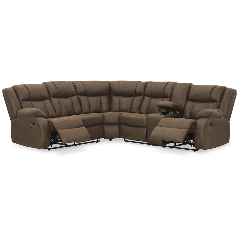 Signature Design by Ashley Trail Boys Brown 2-Piece Reclining Sectional - 118"W x 105"D x 39"H