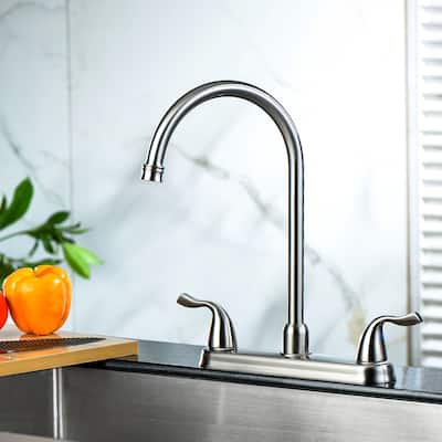 Brushed Nickel High Arch Kitchen Faucet with Side Sprayer