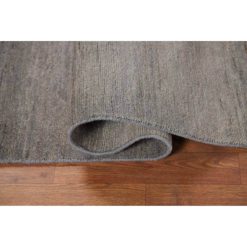 Solid Gray Gabbeh Modern Foyer Rug Hand-Knotted Wool Carpet - 3'3"x 4'10"