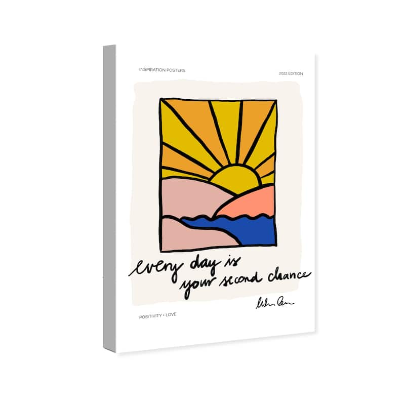 Wynwood Studio Canvas Nature and Landscape Every Day is a Chance Yellow and Light Pink Nautical & Coastal Wall Art Canvas Print