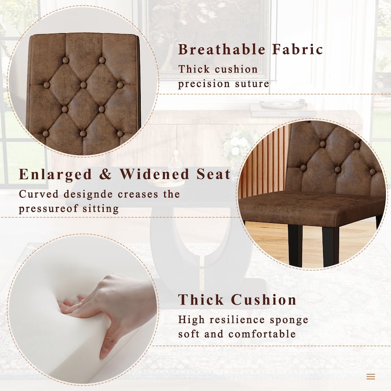 5-Piece Rectangular Dining Table Set, 63-inch Wooden Dining Table with 4 Upholstered Chairs, Stylish Dining Room Table Set for 4