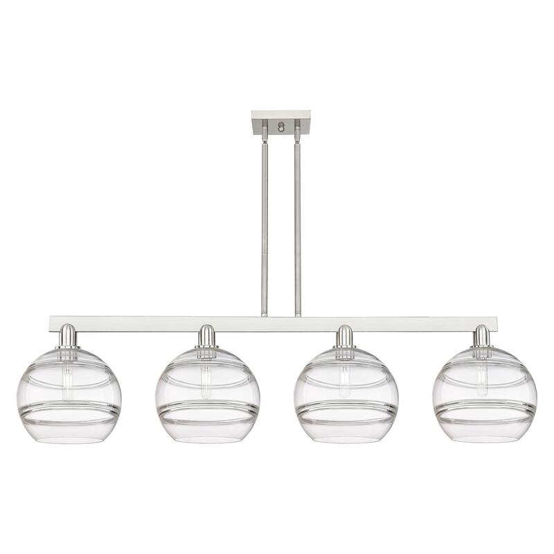 Innovations Lighting Endless Possibilities Arcadia - Rochester - 4 Light 53" Stem Hung Island Light - Clear/Brushed Satin Nickel