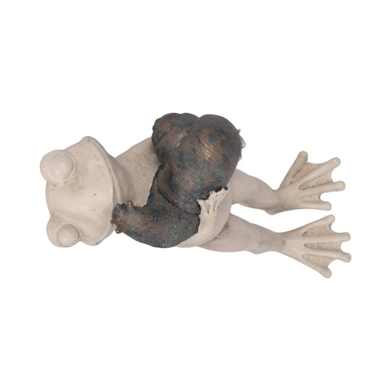 Sagebrook Home 12" Frog And Snail Hug Statue, Grey Polyresin and Metal