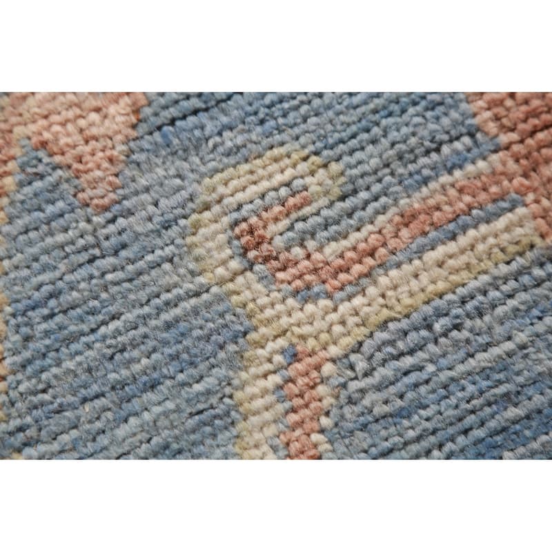 Hand Knotted Oriental 100% Wool Carpet Transitional All-Over Navy Blue & Blues Oushak Area Rug - 13' 11'' X 10' 0''