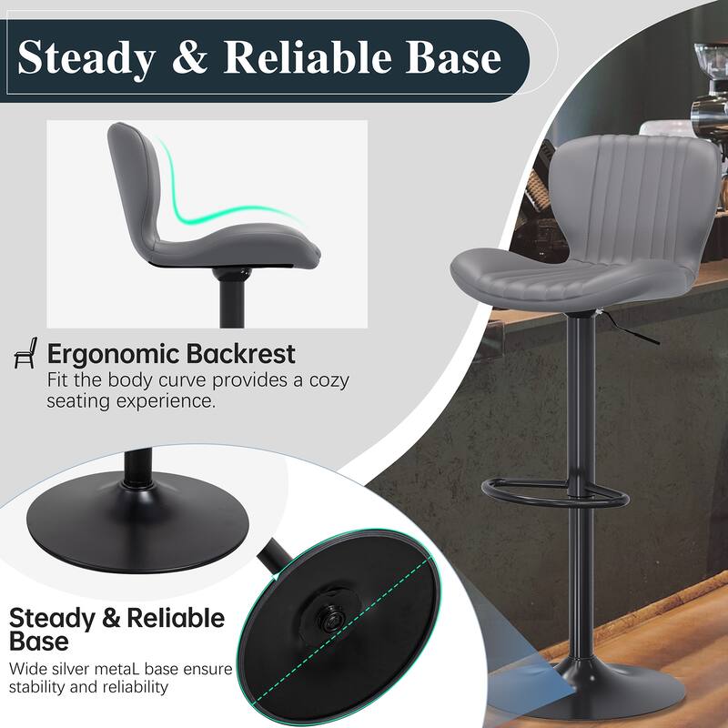 Futzca Swivel Bar Stools Set, 360 Degree Rotating Bar Stool with Adjustable Height, Set of 2