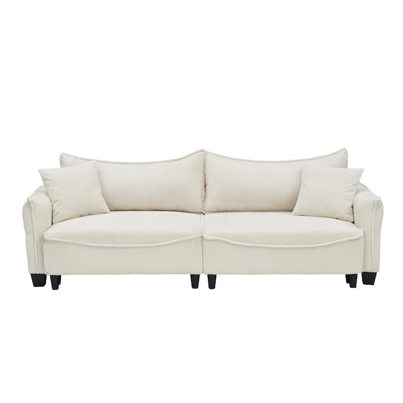 87.79" Modern Folding Sofa Bed for Living Room with Storage and Throw Pillows