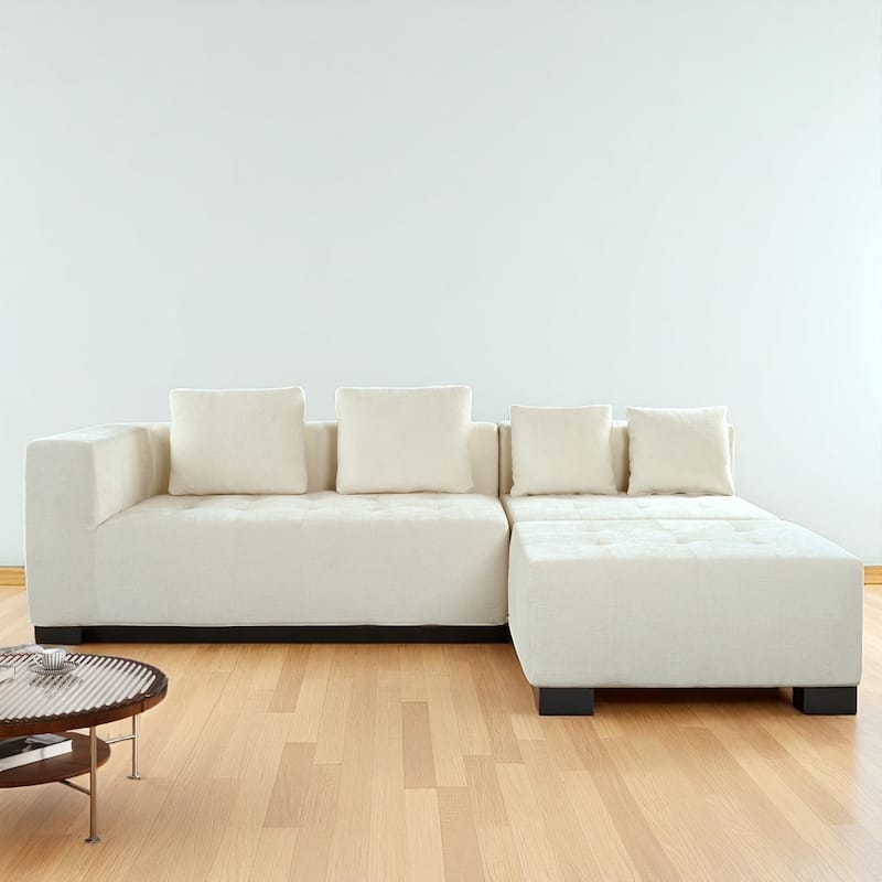 Removable Modular Sofa with Free Combination, 3-Piece Sectional Set with Cushions - Beige