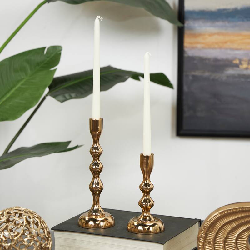 Gold or Silver Aluminum Candle Holder (Set of 2)