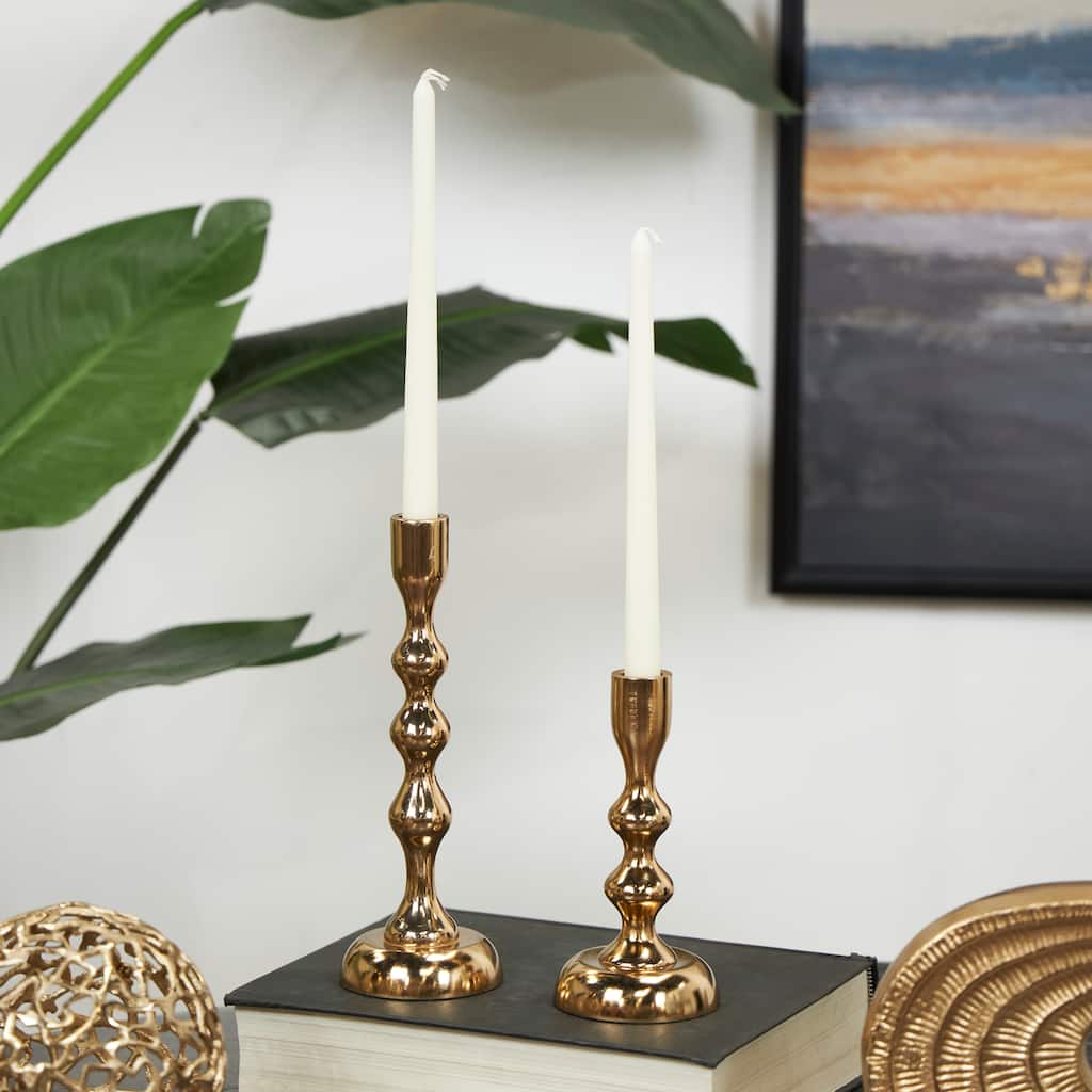 Gold or Silver Aluminum Candle Holder (Set of 2)