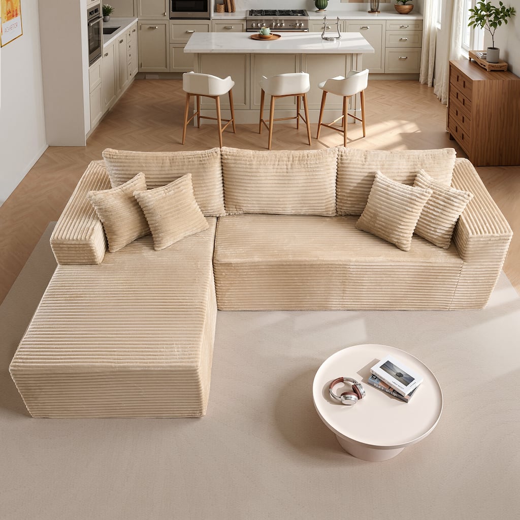 OVIOS All-Foam Plush L-Shaped Sofa​