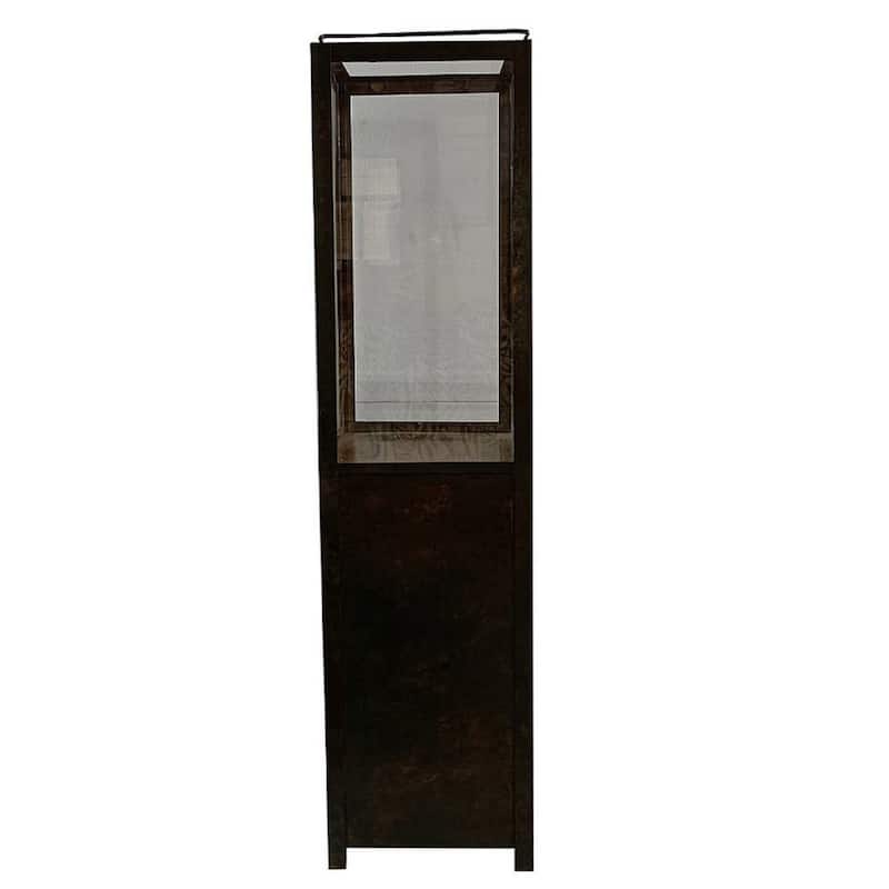 Large Green Patina Lantern Iron & Glass H 33.9" - GREEN PATINA - Large