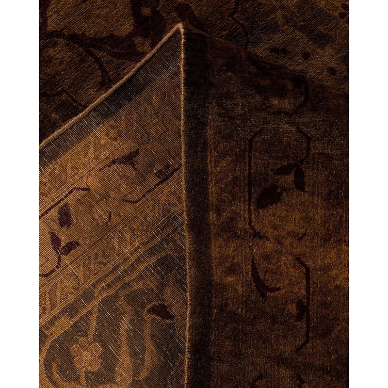 Overdyed, One-of-a-Kind Hand-Knotted Area Rug - Brown - 9' 0" x 11' 10"