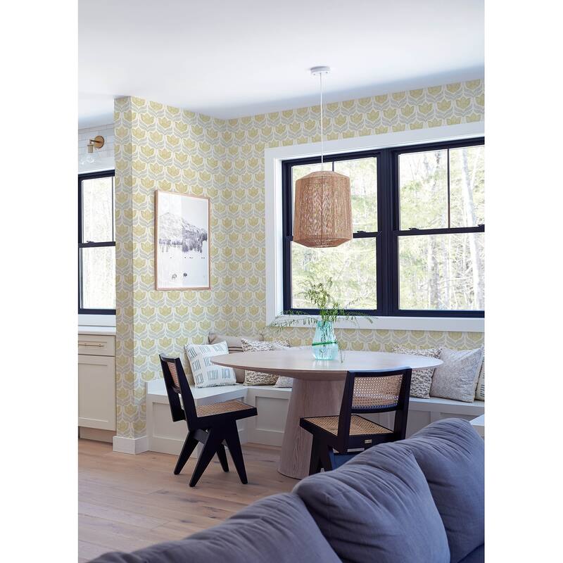 Chesapeake Cathal Mustard Tulip Block Print Wallpaper