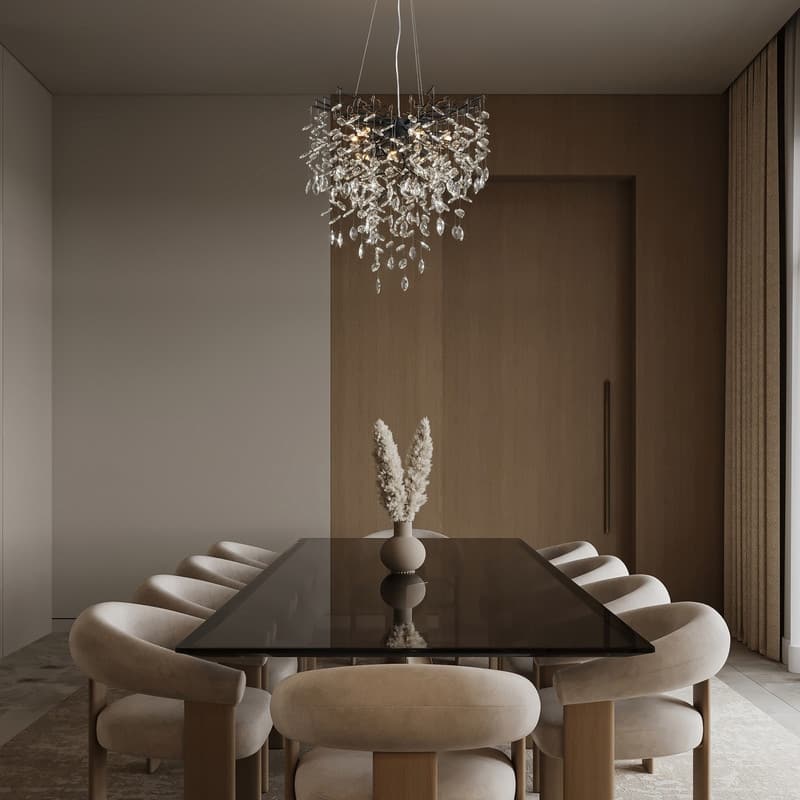 Modern Round Branch Crystal Chandelier, 600-1200mm Diameter, Marquise Cut Crystal Pendant Light