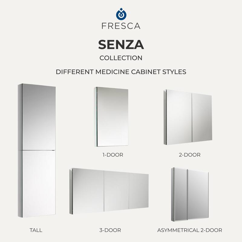 Fresca FMC8010-BE Senza 40" x 26" Frameless Double Door Medicine