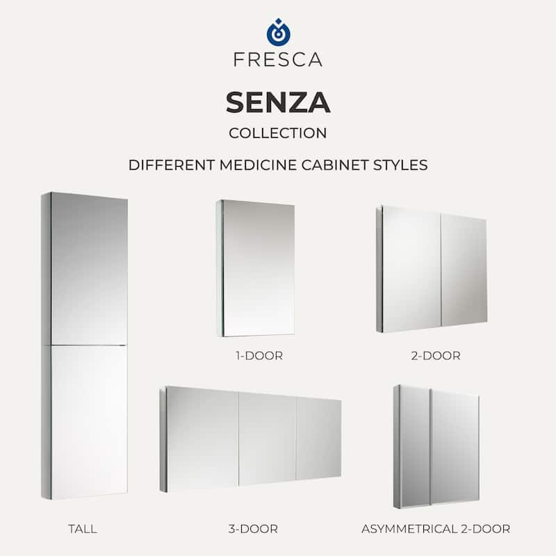 Fresca FMC8016-BE Senza 15" x 36" Frameless Single Door Medicine