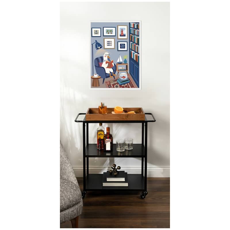 Kate and Laurel Reading Goose by Rachel Lee 3 Birdies Studio Framed Canvas Wall Art Print