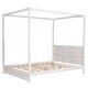 preview thumbnail 5 of 7, Wooden Queen Size Canopy Platform Kids Bed Frame with Slide Rail for Curtains, Support Legs, Modern Headboard Design, White