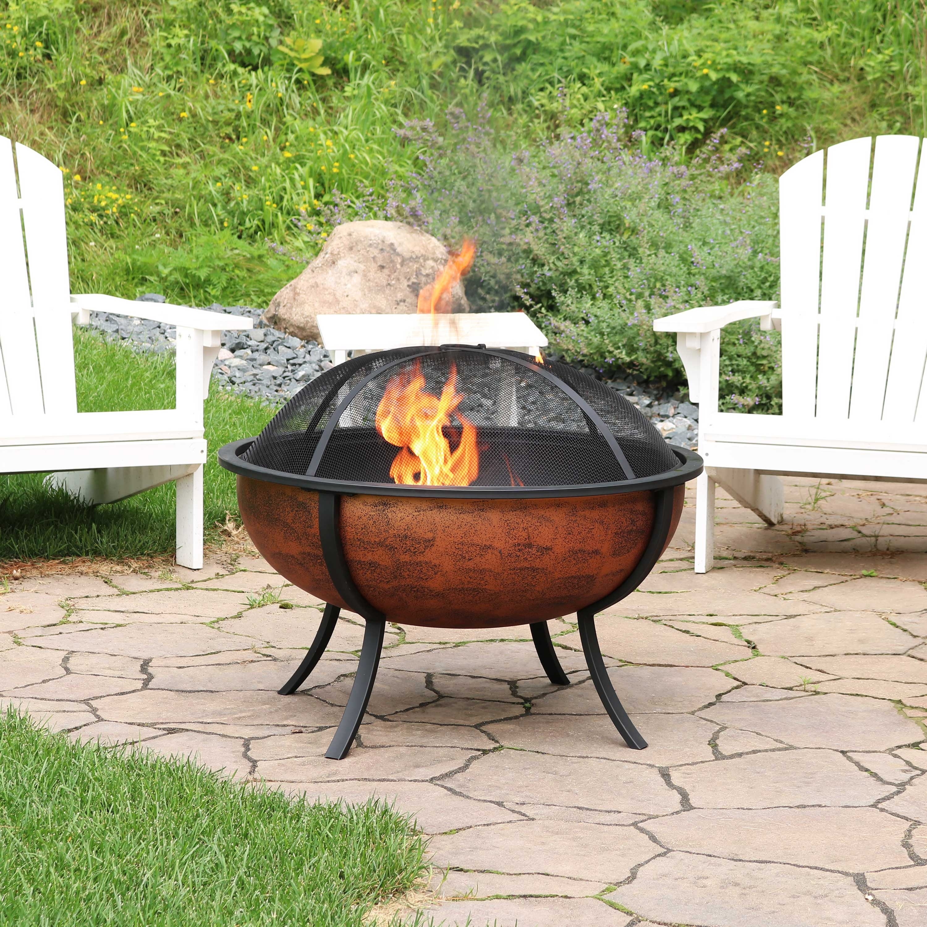 男女兼用 Outdoor Raised Finish Copper Sunnydaze Fire with Bowl Pit 小物