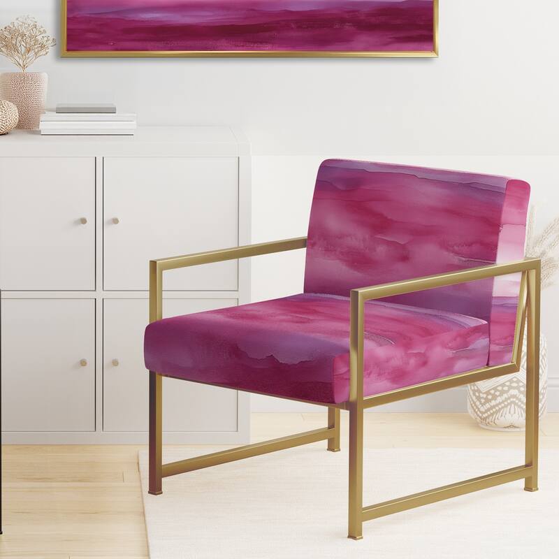Designart "Coast Blue Sea Waves Watercolour" Upholstered Abstract Accent Chair - Modern Arm Chair For Bedroom
