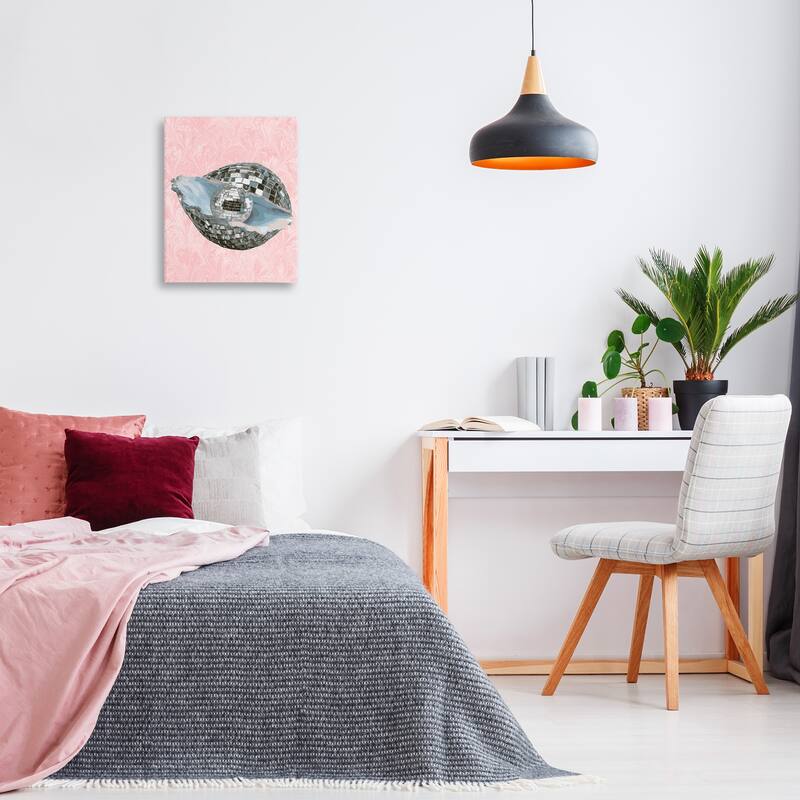 Stupell Disco Oyster on Pink Canvas Wall Art Design By Lil' Rue