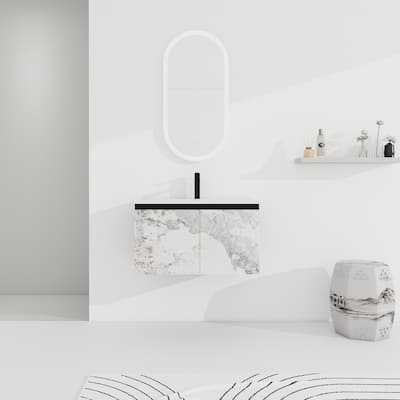 30"Floating Wall-Mounted Bathroom Vanity With Ceramics Sink & Soft-Close Cabinet Door