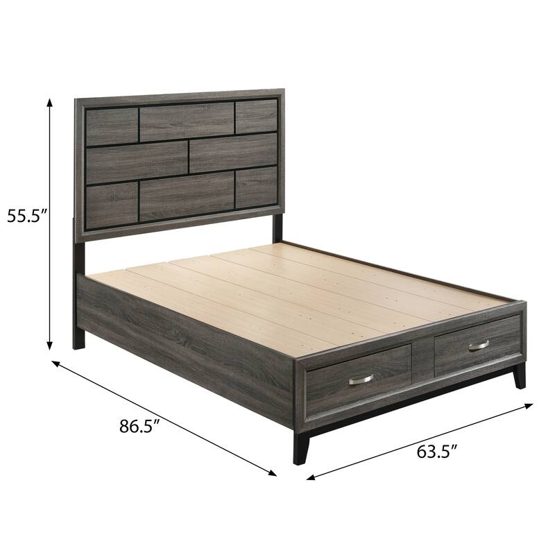 Vallendale Weathered Grey 2-Drawer Storage Bed