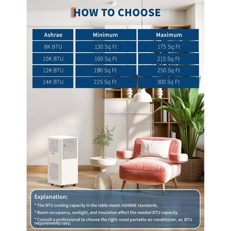 8000 BTU 3-in-1 Portable Air Conditioner with Remote