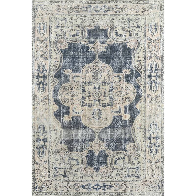 Momeni Chandler Cotton and Polyester Traditional Area Rug - 5' 6" x 8' 6" - Navy - Runner/Rectangle