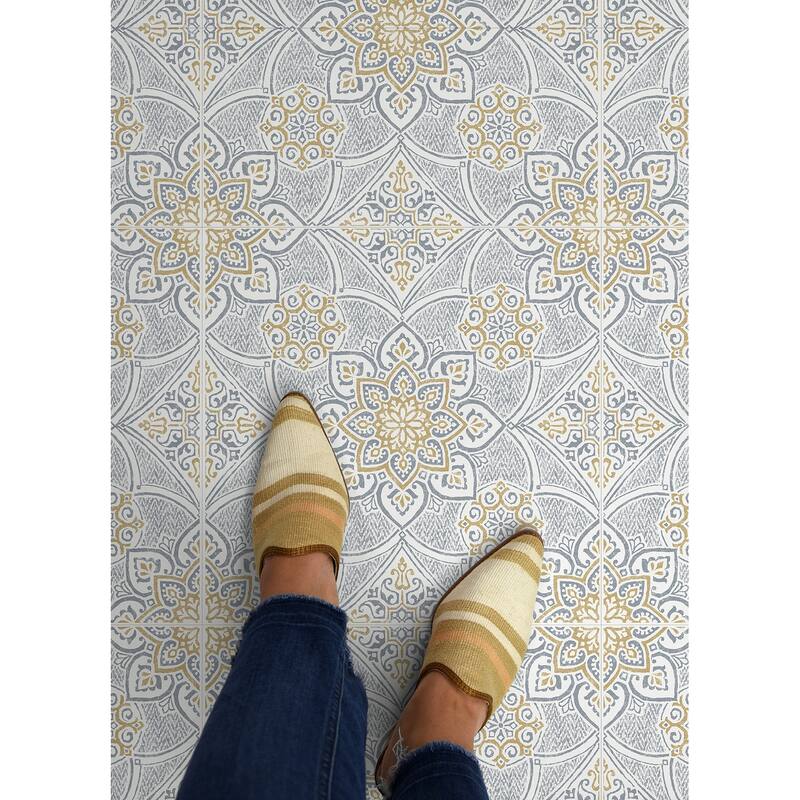 FloorPops Decora Blue Peel and Stick Floor Tiles