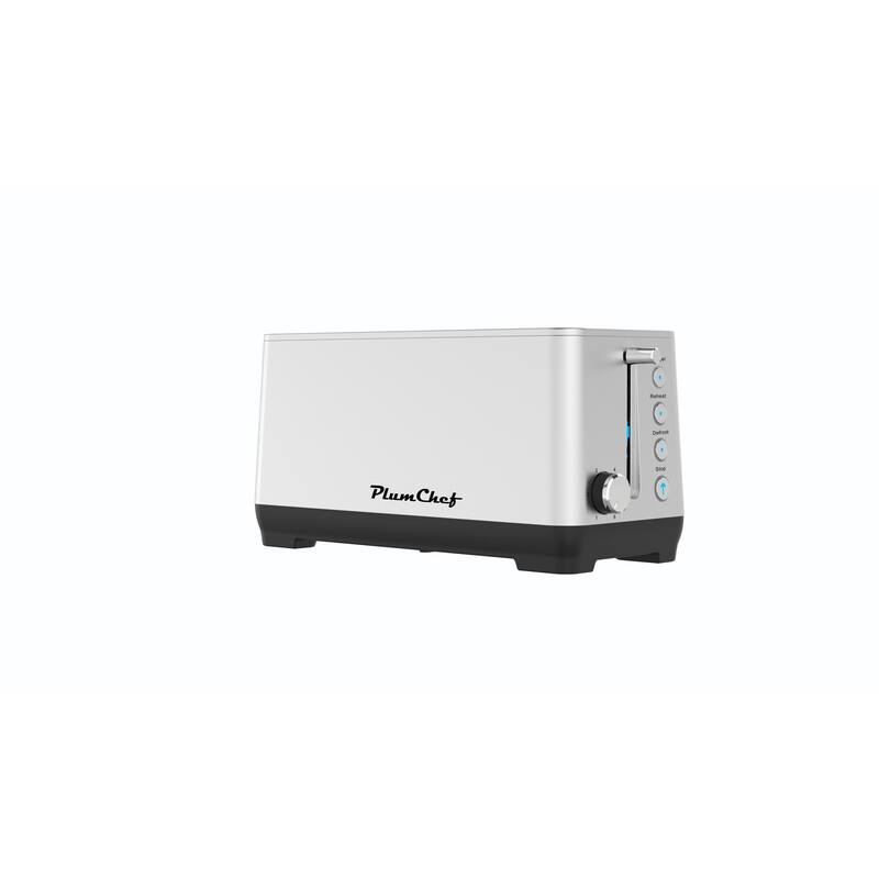 4-Slice Extra Wide Long Slot Toaster (Silver, 1500W) - Stainless Steel with Warming Rack