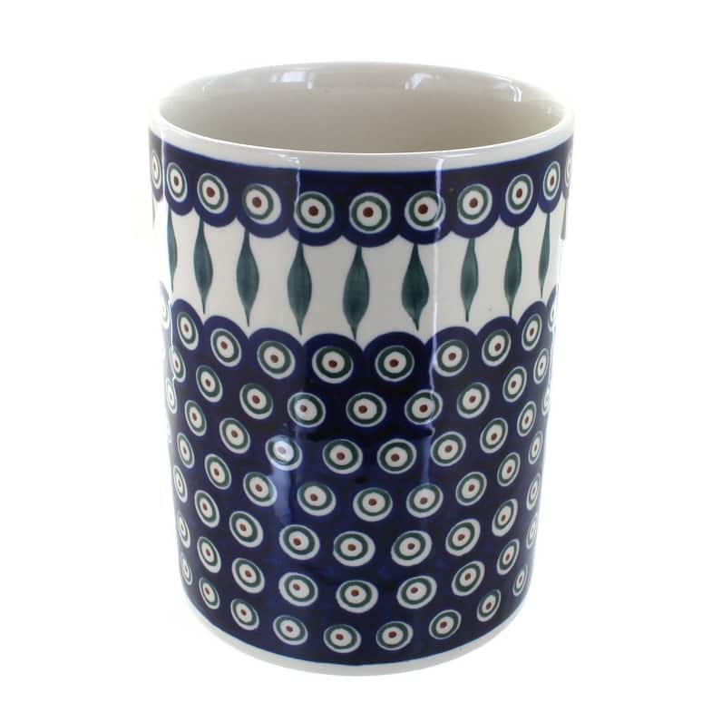 Blue Rose Polish Pottery 832 Zaklady Utensil Jar - Peacock