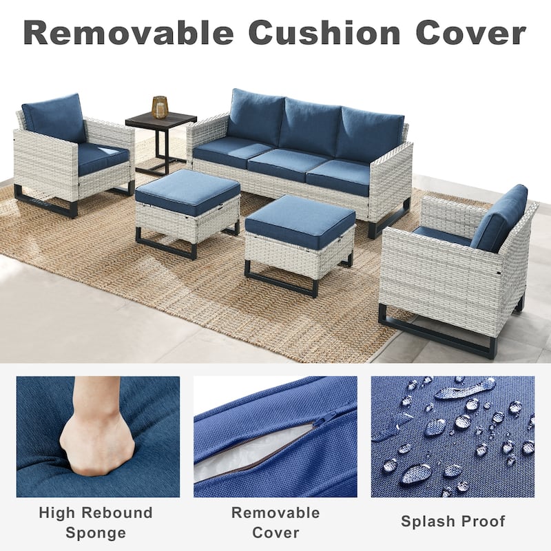 6 Piece 3-Seat Sofa Chair Table Set