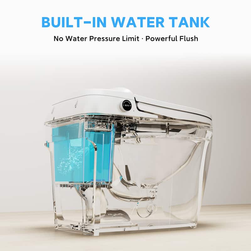 Wide Smart Bidet Toilet with UV Sterilization, Warm Dry, Warm Dryer, Night Light, Auto Flush, Heated Seat, Intelligent Display