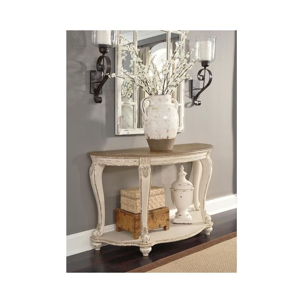 slide 2 of 5, Realyn Sofa Table - White/Brown