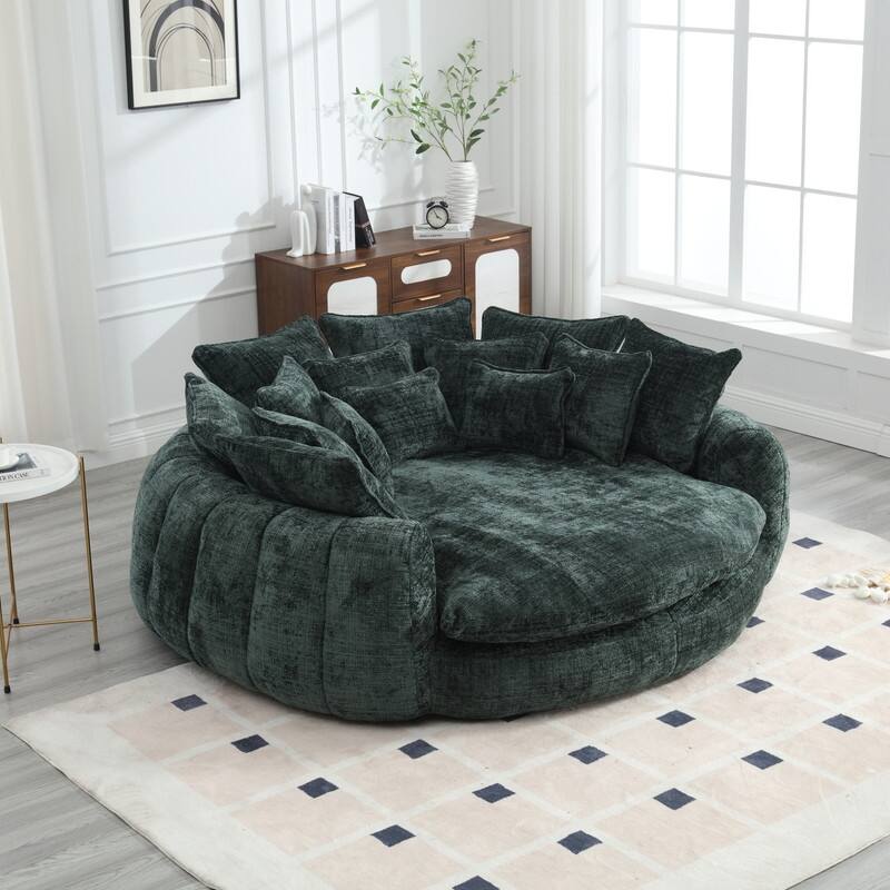 81.10" Double Bread Extra Large Round Sofa Bed with Armrests and Large Cushions
